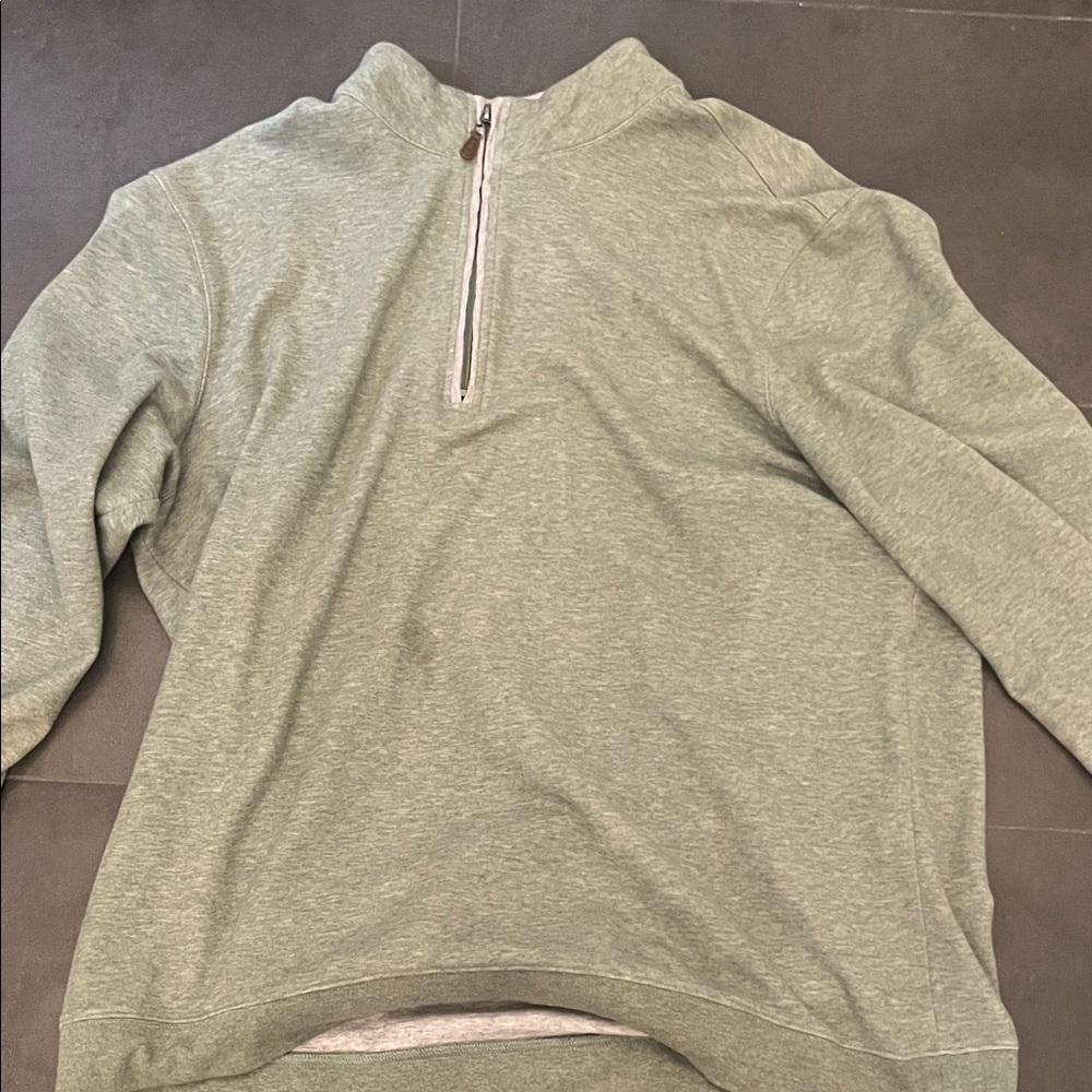 Men's Quarter-Zip Pullover Sweater in Heather Olive